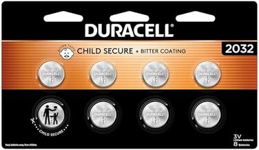 Duracell 2032 Lithium Battery. 8 Count Pack. Child Safety Features. Compatible with Apple AirTag, Key Fob, and Other Devices. CR2032 Battery Lithium Coin Battery. CR Lithium 3V Cell.