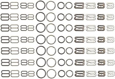 Tupalizy 120PCS Bra Strap Hooks for Sewing Bikini Halter Swimsuit Tops Lingerie Rings Metal Bathing Suit Clips Clasp Adjustment Slider for Slip Dress, 3 Styles, 8mm and 12mm, Silver and Metallic Black