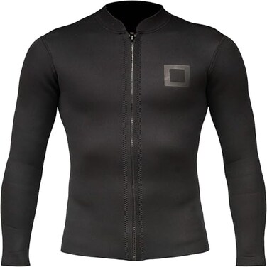 Surf Squared Mens Wetsuit Top Jacket 2mm or 3mmNeoprene Long Sleeve Shirt w/Extended Back Flap for More WarmthComfortDurable YKK Locking Front ZipperSurfing, Aerobics,All Watersports.