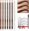 LSxia Waterproof Eye-Brow Pen-cil Set, Pull Cord Peel-off Eyebrow Pencil Microblading Eyebrow Pen Supplies Kit, White Eye-Liner Pencil and Eyebrow Tool Tattoo Makeup (61 BrownDark BrownLight Brown.