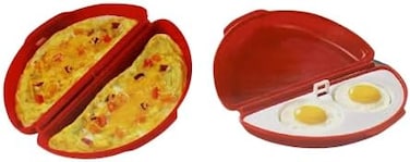 Dependable Industries inc. Essentials Microwaveable Microwaveable Omelet Pan and 2 Tegg Poacher Set BPA Free BPA Plastic Quick Egg Maker.