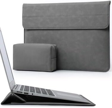 HYZUO 15-16 Inch Laptop Sleeve Case with Stand Feature for MacBook Pro 16 M4/M3/M2/M1 Pro/Max 2025-2019, XPS 15, MacBook Pro 15 2015-2012, Samsung Galaxy Book Flex/Pro 15, Dark Gray.