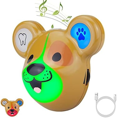 LUXSWAY Cute Animal Toothbrushing Timer for Kids with Musical Volume, 2 Minute Kid Timer for Teeth, 20 Seconds Wash Hand Timer for Kids Training Games, Rechargeable Colored Led Light Visual Timer- Dog