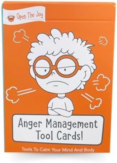 Open The Joy Anger Management Card Game, 50 Prompt Cards, Control Feelings and Increase Emotional Intelligence, Anger Management for Kids Ages 4.
