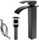VOTON Vessel Sink Faucet Matte Black Modern Tall Waterfall Bathroom Sink Faucet with Pop-Up Drain Single Handle Bathroom Faucet 1 Hole Bowl Lavatory Vanity Faucet, Rv Sink Camper Farmhouse Faucet.