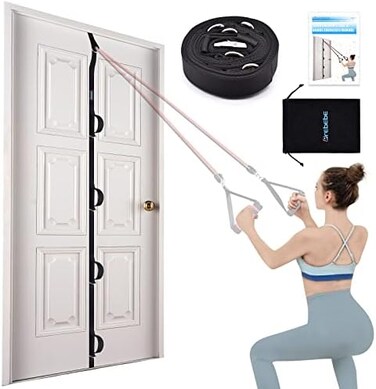 Brebebe Door Anchor Strap for Resistance Bands Exercises, Multi Point Anchor Gym Attachment for Home Fitness, Portable Door Band Resistance Workout Equipment, Easy to Install, Punch-Free, Nail-Free.