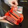 RE ROUGH ENOUGH Rough Enough Neck Wallet for Men Teen Boys with Lanyard Coin Pocket Zipper Card Holder Accordion Black Cordura.