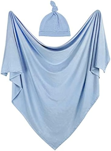 OWLOWLA Swaddle Blanket and Hat Set Newborn Swaddle Wrap Baby Receiving Blanket for Baby Boys Girls.