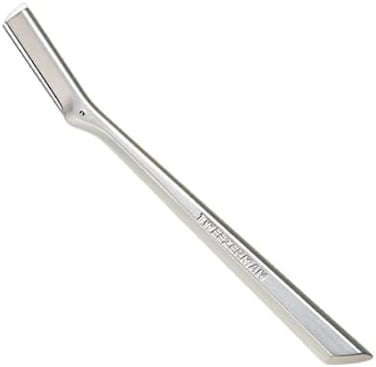 Tweezerman Facial Razor Dermaplaner with 3 spare blades silver.