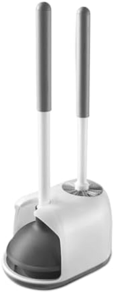 Eyliden Toilet Plunger and Brush, 2 in 1 Toilet Bowl Brush Plunger Set with Holder, Bathroom Cleaning Tools Combo with Caddy Stand (White.