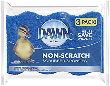 Dawn Non Scratch premium scrubber Sponges, 3 Pack, Blue.