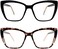 AMOMOMA Trendy TR90 Oversized Blue Light Reading Glasses Women,Stylish Square Cat Eye Glasses AM6031 C1C6 2. 0 x.