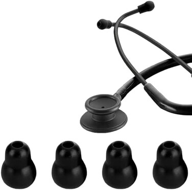 TuHeeHuT Silicone Ear Tips Earplug Replacement for Littmann Stethoscopes - Comfortable Fit Littman Ear Tips Replacement，Stethoscope Ear Pieces,Cardiology IV PartsLittmann Stethoscope Parts (Balck.
