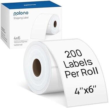 POLONO 4''x6''(100mm&times;150mmDirect Thermal Labels, 220 Labels/Roll Compatible with Brother, POLONO PL60, Zebra, MUNBYN, JADENS, Rollo, Strong Permanent AdhesivePerforated, Commercial Grade.