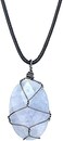 Crystal Force Aquamarine Gemstone Pendant Necklace Hand Braided,Natural Healing Stone of Courage,Throat ChakraCommunication Aid,Gift Jewelry for Men Women.
