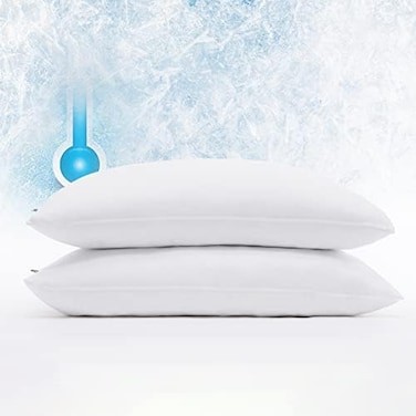 Serta Power Chill Cooling Pillow Protectors, Stain Resistant and Zippered Pillow Protector, Protects Pillow from Dust and Dirt (2 Pack, Standard/Queen, White.
