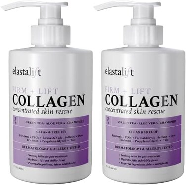 Elastalift Collagen Lifting, Firming,Tightening Cream. Anti-Aging Collagen Cream for body and face Improves Elasticity, Plumps,Lifts Sagging Skin Wrinkle Cream Made in USA (Two - 15 Fl Oz.
