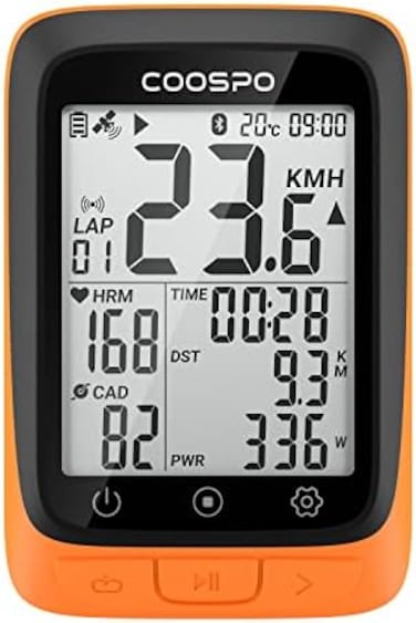 CooSpo BC107 Wireless GPS Bike Computer Bluetooth 5. 0 AntSpeed Meter Bike Odometer, 2. 4 Inch Backlit LCD Screen Compatible with Ant, Road and Mountain Bike Sensors.