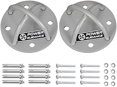 POWER GUIDANCE Wall and Ceiling Mount Bracket for Suspension Straps, Gymnastic Rings, Yoga SwingsHammock Resistance Band Battle Rope (Sliver, set of 2.