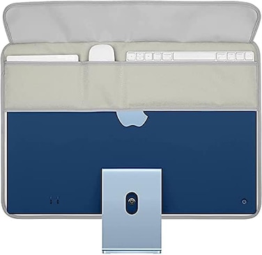 WESAPPINCcomputer Monitor Dust Cover for iMac 24&rdquo;, PU Leather Protective Screen Dust Cover Sleeve with Rear Pocket Compatible with iMac 24 inch (24 inch, Grey.