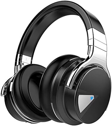 Silensys E7 Active Noise Cancelling Headphones Bluetooth Headphones with Microphone Deep Bass Wireless Headphones Over Ear, Comfortable Protein Earpads, 30 Hours Playtime for Travel/Work, Black.