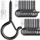 PlusRoc 20 Pack Screw Hooks for Hanging Outdoor String Lights, Heavy Duty 2. 2 Inch Black Eye Hook Cup Hook Q-Hanger, Wall Wood Ceiling Deck Mount.
