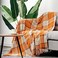LALIFIT Decorative Faux Cashmere Throw Blankets Soft Fluffy Classic Orange Plaid Fringe Throw Blanket with Tassels Cozy Lightweight for Home Couch Sofa Farmhouse Halloween Decor 50" x 60" (Pumpkin.