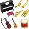 Skylety Dollhouse Miniature Musical Instrument Set in 1:12 Scale, Mini Dollhouse Musical Instrument Model Includes Violin Piano Trumpet Saxophone Electric Guitar, Model Accessory F.
