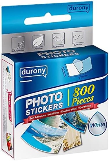 durony 800 Pieces Photo Sticker White Double-Sided Self Adhesive Photo Tapes for Pictures DIY Photo Album Journal.