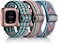 Maledan 3 Pack Elastic Band Compatible with Fitbit Versa/Fitbit Versa Lite/Fitbit Versa 2 Bands for Women Men, Adjustable Stretchy Nylon Solo Loop Strap Wristbands, Boho Green/Green Arrow/Colorful.
