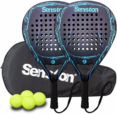 Senston Paddle Tennis Racquets Carbon-Fiber Surface with EVA Memory Flex-Foam Core -Paddle/Beach Tennis Racket with Carry Bag and Balls for Pop Tennis Beach Tennis.