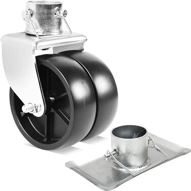 AR-PRO Dual Trailer Swirl Jack Caster WheelFootplate - 6" Caster Wheels Support 1,200 lbs - Footplate With Safety Pin Supports 2,000 lbs, Fits 2" Diameter Tube.