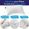 Sidney Sleep Bed Pillow for Side and Back Sleepers - Adjustable Filling - Memory Foam Pillow for Neck and Shoulder Pain - Customizable Loft - King Size - Additional Foam Bag Included (White.