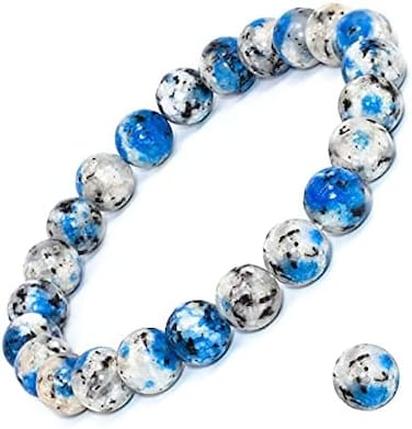 DAZCOLO Handmade Gem Bracelet 7. 5'' Stretch Gemstone 8mm Round Beads Crystals Quartz Unisex'.