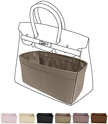 منظم حقيبة يد DGAZ ناعم كالحرير، حقيبة يد فاخرة داخل منظم الحقيبة، للنساء - يناسب حقائب Birkin25/30/35/40 (رمادي إيتوب، BK30).