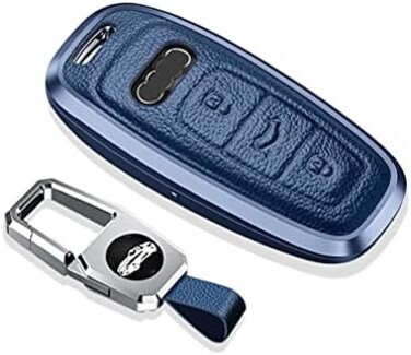 SANRILY Key Case Cover for Audi 2020 2021 Metal Leather Key Shell.