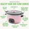 GreenLife Cook Duo Healthy Ceramic Nonstick Programmable 6 Quart Family-Sized Slow Cooker, PFAS-Free, Removable Lid and Pot, Digital Timer, Adjustable Tempature Control, Dishwasher Safe Parts, Pink.