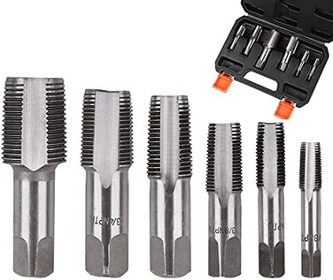 HORUSDY 5-Piece NPT Pipe Tap Set, Sizes Includes 1/8", 1/4", 3/8", 1/2", 3/4" and 1".
