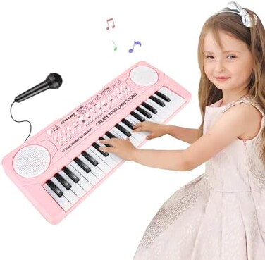 M SANMERSEN Keyboard Piano for Kids 37 Keys Music Piano with Microphone Portable Musical Toy Electronic Piano Birthday Gifts for Girls Ages 3 4 5 6.