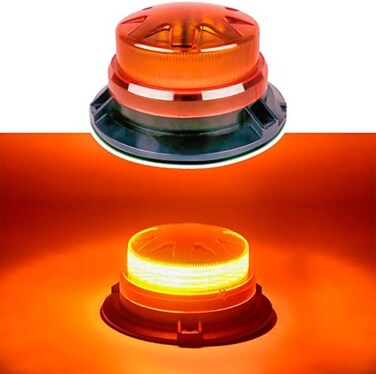 شريط أضواء ستروب الطوارئ AUXMOTEC Amber LED مع حامل مغناطيسي و8 نماذج وميض، مصابيح إشارة أمان تحذيرية صفراء للسقف، مناسبة للمركبات والرافعات الشوكية والجرارات وعربات الجولف (24-LED 12V-24V).