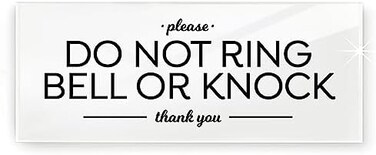 Reilly Originals 2x5 Inch Do Not Ring Bell or Knock, Acrylic Designer Plexiglass Sign ~ Ready to Stick ~ Premium, Durable.