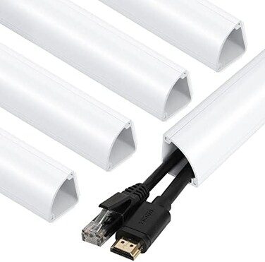 ZhiYo 85in Corner Cable Cover, Paintable Corner Cord Cover, Cable Management Channel for Wall Corner, Floor Baseboard, Ceiling - 5 X L 17in.
