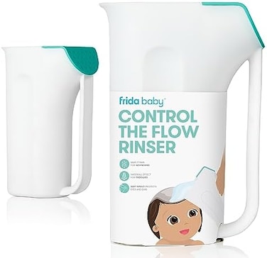 Frida Baby Control The Flow Rinser Bath Time Rinse Cup With Easy Grip Handle And Removable Rain Shower, White.
