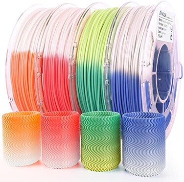 AMOLEN 3D Printer Filament Bundle, PLA Filament 1. 75mm Bundle,Color Change with Temperature Filament, 3D Printing Filament/- 0. 03mm, Green/Blue/Red/Orange, 200g X 4 Spools Pack.