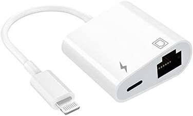 DESOFICON Apple MFi Certified Lightning to Ethernet Adapter - 2 in 1 RJ45 Ethernet LAN Network Adapter with Charge Port for iPhone/iPad/iPod, Plug and Play, Supports 100Mbps Network.