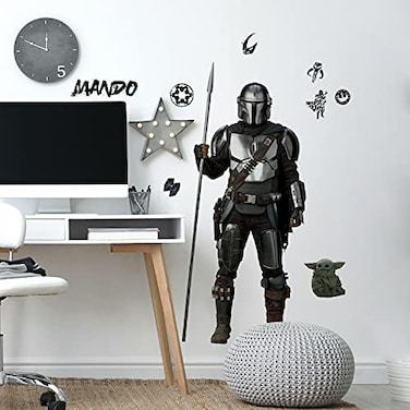 RoomMates RMK4889GM Mandalorian in Beskar Peel and Stick Decals, Brown, Gray, Black.