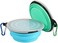 SLSON Collapsible Bowl with Cover Lids,2 Pack Dog Travel Bowls Portable Foldable Cat Water Dish Bowl for Pets Walking Parking Camping (Light Blue and Green, Small.