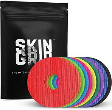 Skin Grip Universal Adhesive Patches CGM and Insulin Pumps (20-Pack, 0. 8-Inch Hole, WaterproofSweatproof for 10-14 Days, Pre-Cut Adhesive Tape, Continuous Glucose Monitor Protection, Multi-Color.