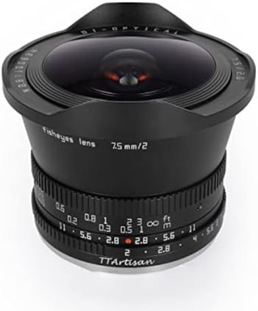 عدسة عين السمكة TTArtisan 7.5mm F2.0 APS-C ذات الفتحة الكبيرة متوافقة مع كاميرات Sony E Mount A5000، A5100، A6000، A6100، A6300، A6400، A6500، A6600، NEX-3، NEX-3N، NEX-3R.
