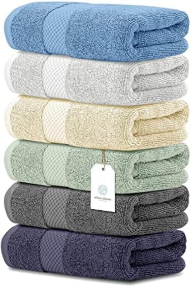 White Classic Luxury Hand Towels for Bathroom-Hotel-Spa-Kitchen-Set - Circlet Egyptian Cotton - 16x30 Inches - Set of 6 (Multi.